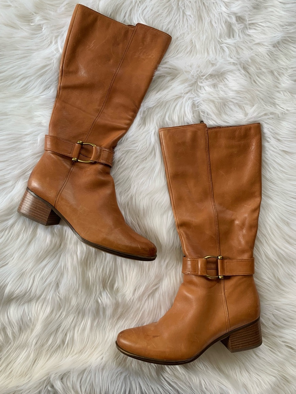 Naturalizer Daelynn Cognac Tall Riding Boots leather buckle tall riding boot 11M
